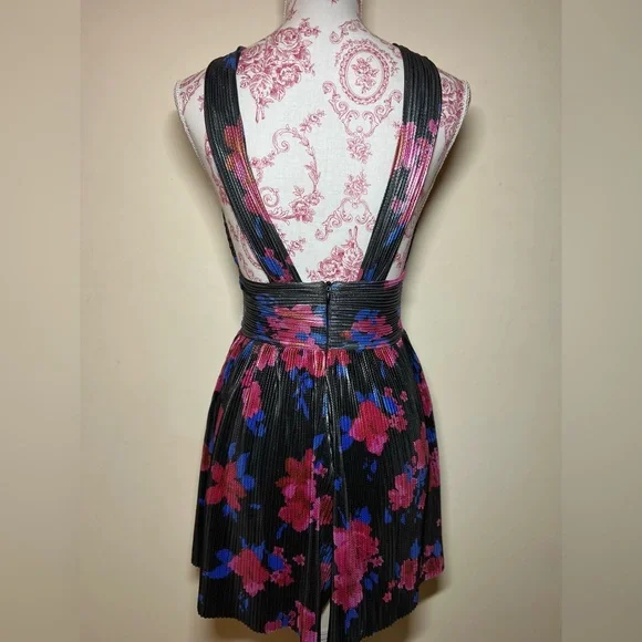 Bershka Metallic Black Festive Floral Print Zip Up Romper S - Picture 6 of 8